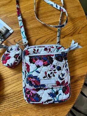 Vera Bradley Quilted White Floral Crossbody with Coin Pouch